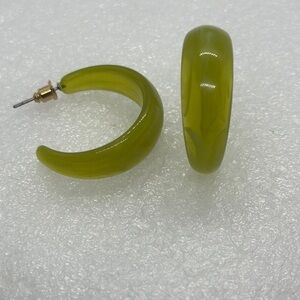Chunky Green Resin Hoop Earrings - Modern Fashion Jewelry